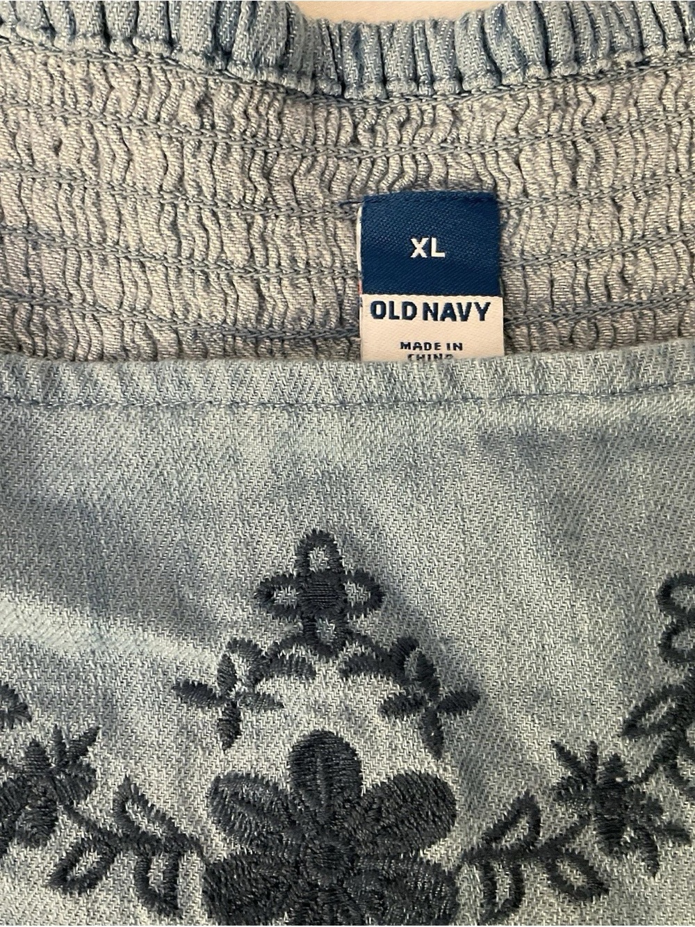 Old Navy Blue Embroidered Square-Neck Midi Dress - Picture 4 of 4